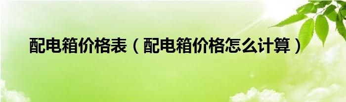 配电箱价格表（配电箱价格怎么计算）