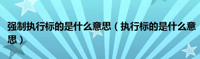 强制执行标的是什么意思（执行标的是什么意思）