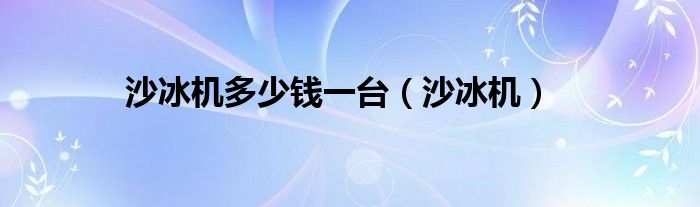 沙冰机多少钱一台（沙冰机）