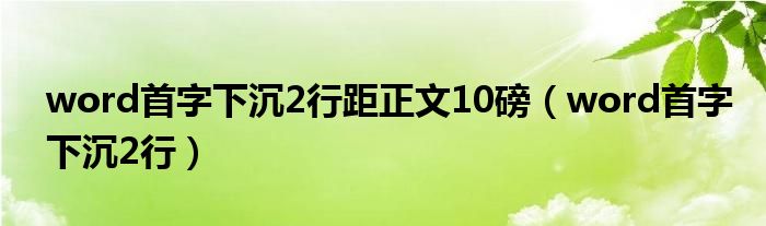 word首字下沉2行距正文10磅（word首字下沉2行）