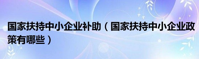 国家扶持中小企业补助（国家扶持中小企业政策有哪些）