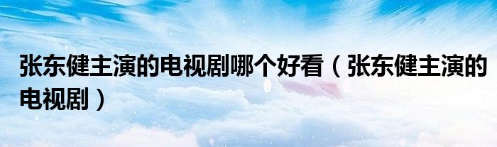 张东健主演的电视剧哪个好看（张东健主演的电视剧）