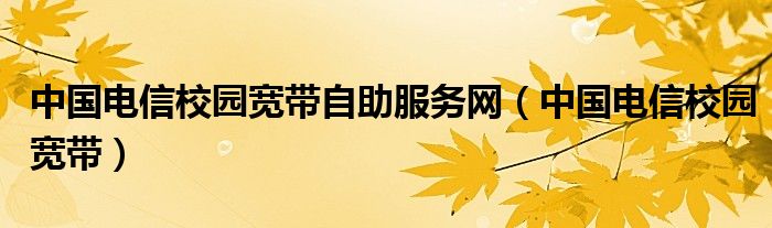 中国电信校园宽带自助服务网（中国电信校园宽带）