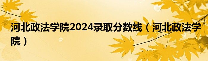 河北政法学院2024录取分数线（河北政法学院）