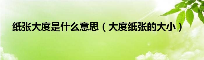 纸张大度是什么意思（大度纸张的大小）