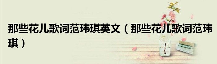 那些花儿歌词范玮琪英文（那些花儿歌词范玮琪）
