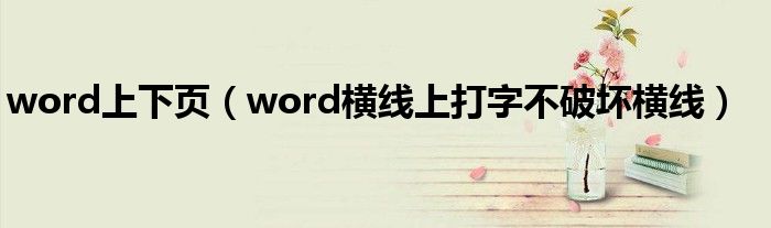word上下页（word横线上打字不破坏横线）