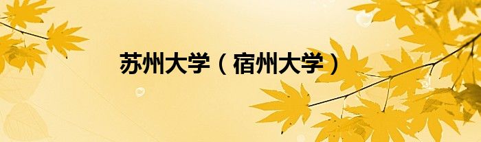 苏州大学（宿州大学）