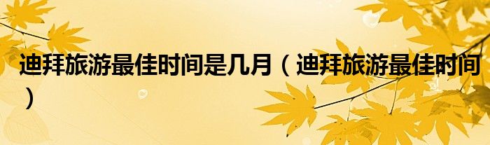 迪拜旅游最佳时间是几月（迪拜旅游最佳时间）