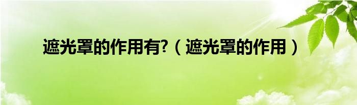 遮光罩的作用有?（遮光罩的作用）