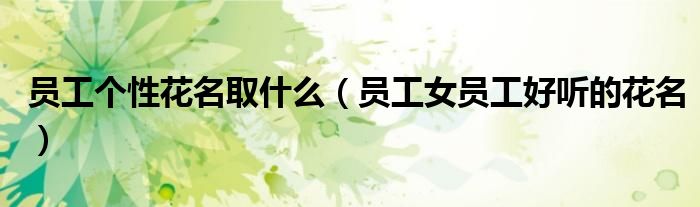 员工个性花名取什么（员工女员工好听的花名）