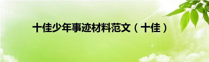 十佳少年事迹材料范文（十佳）