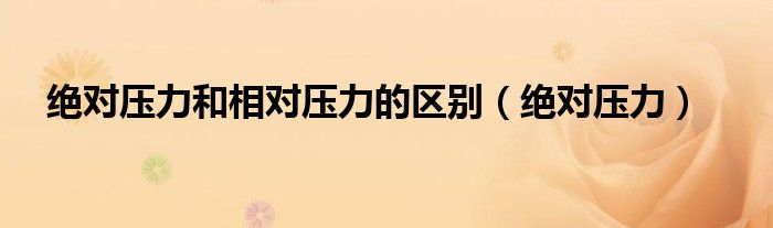 绝对压力和相对压力的区别（绝对压力）