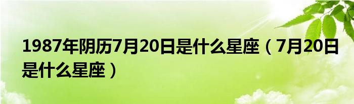 1987年阴历7月20日是什么星座（7月20日是什么星座）