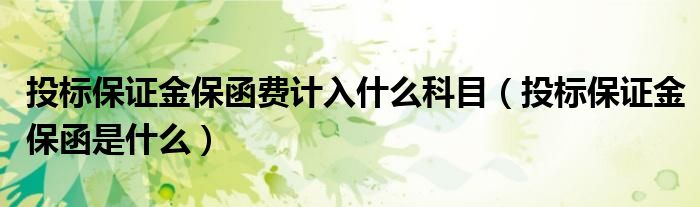 投标保证金保函费计入什么科目（投标保证金保函是什么）