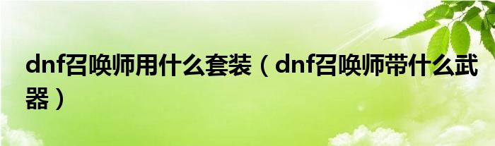 dnf召唤师用什么套装（dnf召唤师带什么武器）