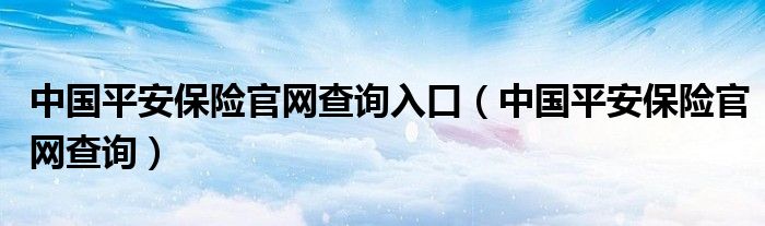 中国平安保险官网查询入口（中国平安保险官网查询）