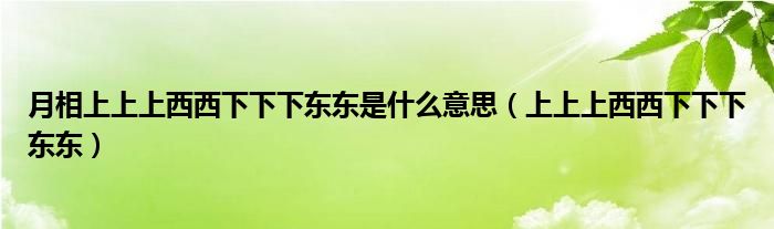 月相上上上西西下下下东东是什么意思（上上上西西下下下东东）
