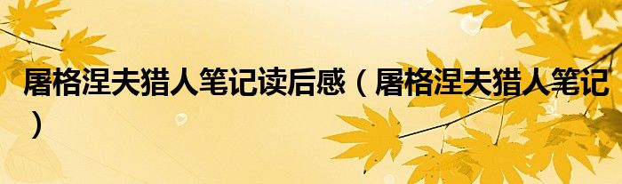 屠格涅夫猎人笔记读后感（屠格涅夫猎人笔记）