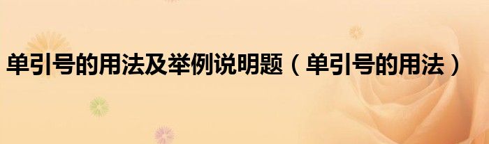 单引号的用法及举例说明题（单引号的用法）