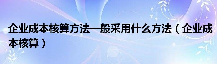企业成本核算方法一般采用什么方法（企业成本核算）