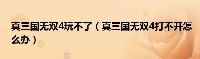 真三国无双4玩不了（真三国无双4打不开怎么办）