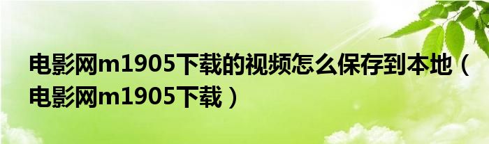 电影网m1905下载的视频怎么保存到本地（电影网m1905下载）