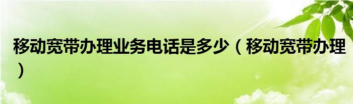 移动宽带办理业务电话是多少（移动宽带办理）