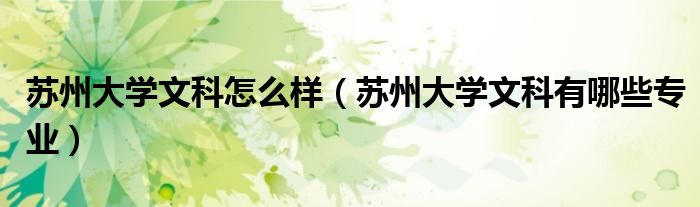 苏州大学文科怎么样（苏州大学文科有哪些专业）