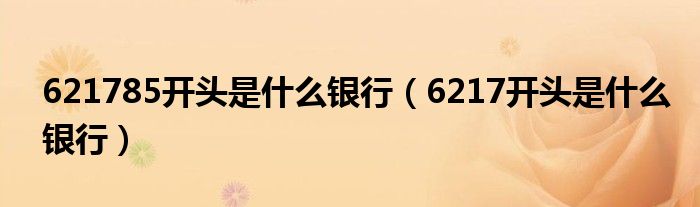 621785开头是什么银行（6217开头是什么银行）