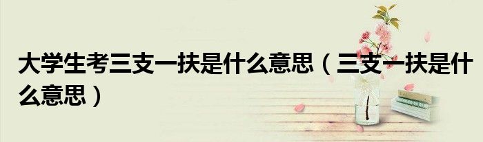 大学生考三支一扶是什么意思（三支一扶是什么意思）