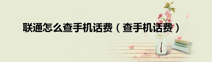 联通怎么查手机话费（查手机话费）