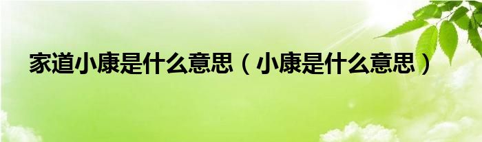 家道小康是什么意思（小康是什么意思）