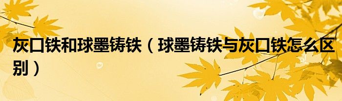 灰口铁和球墨铸铁（球墨铸铁与灰口铁怎么区别）