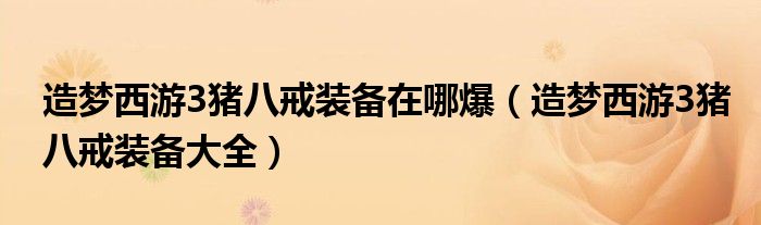 造梦西游3猪八戒装备在哪爆（造梦西游3猪八戒装备大全）