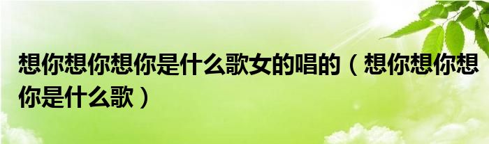 想你想你想你是什么歌女的唱的（想你想你想你是什么歌）