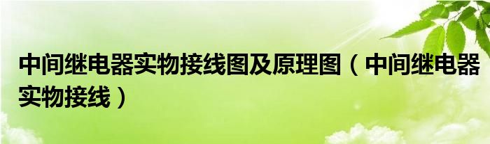 中间继电器实物接线图及原理图（中间继电器实物接线）