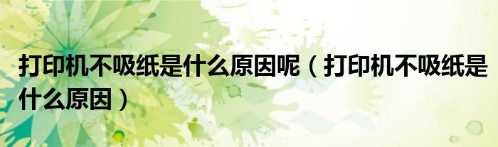 打印机不吸纸是什么原因呢（打印机不吸纸是什么原因）