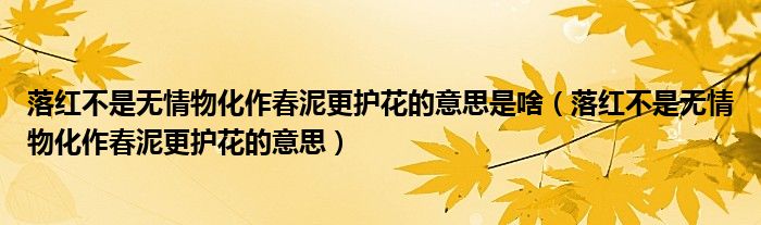 落红不是无情物化作春泥更护花的意思是啥（落红不是无情物化作春泥更护花的意思）