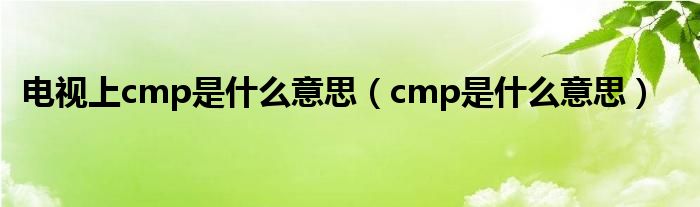 电视上cmp是什么意思（cmp是什么意思）