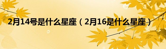 2月14号是什么星座（2月16是什么星座）