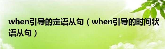 when引导的定语从句（when引导的时间状语从句）