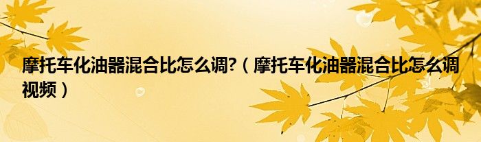 摩托车化油器混合比怎么调?（摩托车化油器混合比怎么调视频）