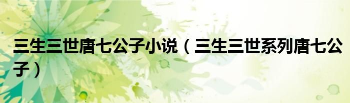 三生三世唐七公子小说（三生三世系列唐七公子）