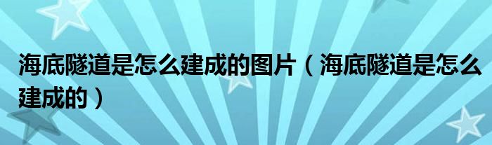 海底隧道是怎么建成的图片（海底隧道是怎么建成的）