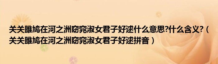 关关雎鸠在河之洲窈窕淑女君子好逑什么意思?什么含义?（关关雎鸠在河之洲窈窕淑女君子好逑拼音）