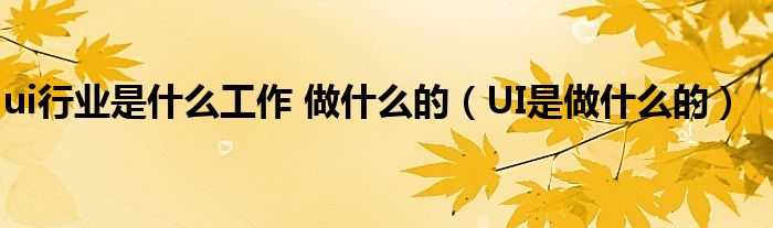 ui行业是什么工作 做什么的（UI是做什么的）