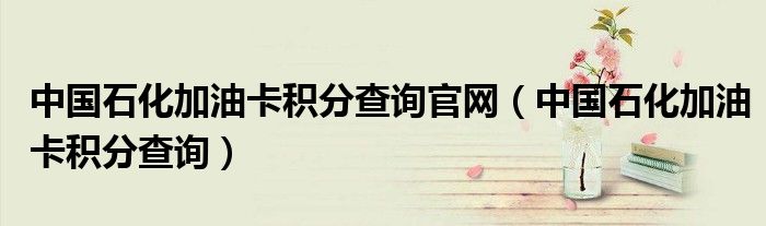 中国石化加油卡积分查询官网（中国石化加油卡积分查询）