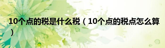 10个点的税是什么税（10个点的税点怎么算）