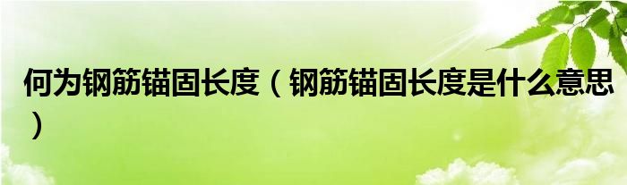 何为钢筋锚固长度（钢筋锚固长度是什么意思）